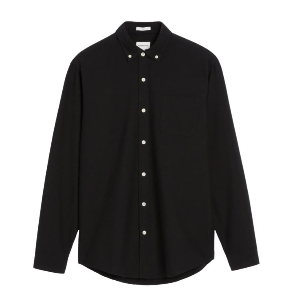 Frank and Oak Jasper Oxford Shirt Black Medium NWT